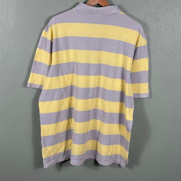 Lacoste Men's Size 8 Yellow Gray Classic Striped Casual Everyday Golf Polo Shirt - Picture 2 of 9